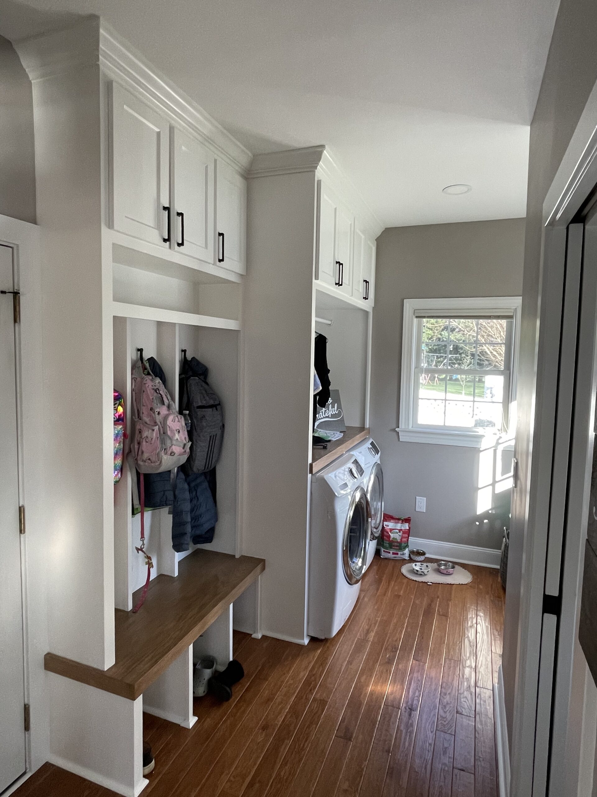 updated mudroom white and neutrals
