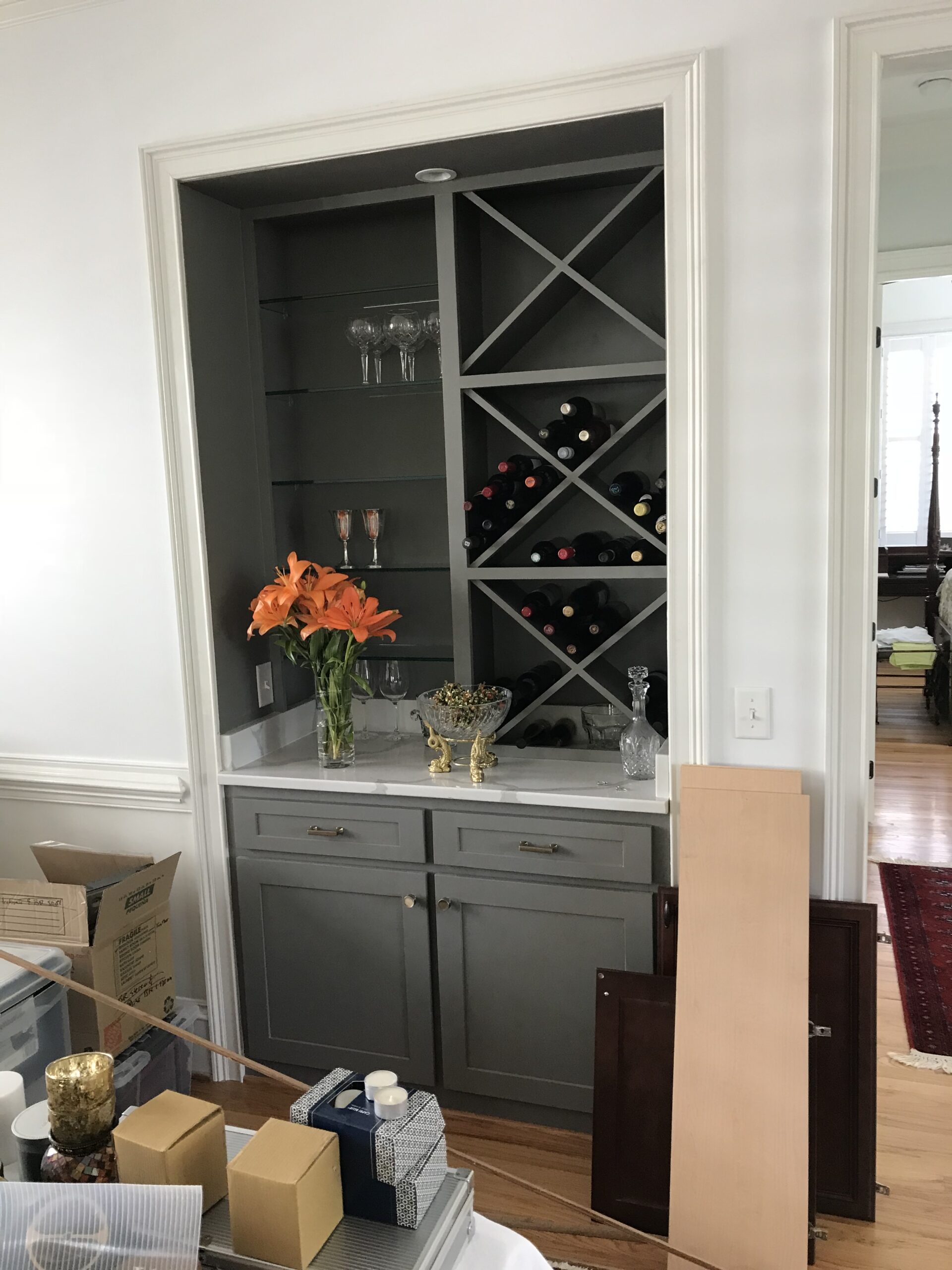built in bar addition and fireplace